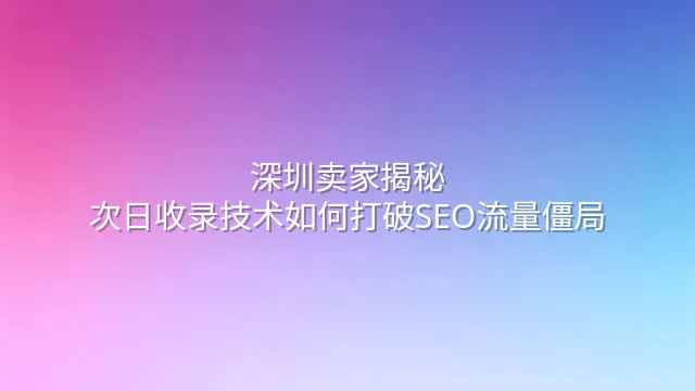 深圳卖家揭秘：次日收录技术如何打破SEO流量僵局