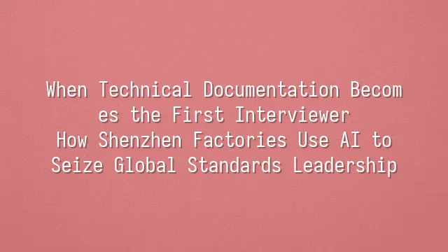 When Technical Documentation Becomes the First Interviewer: How Shenzhen Factories Use AI to Seize Global Standards Leadership