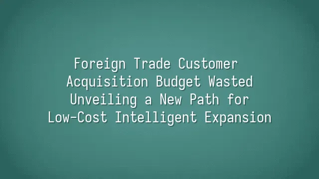 Foreign Trade Customer Acquisition Budget Wasted? Unveiling a New Path for Low-Cost Intelligent Expansion