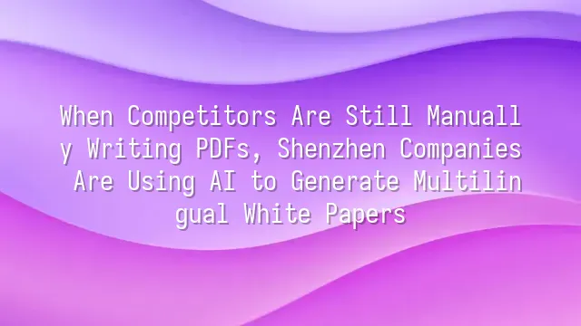 When Competitors Are Still Manually Writing PDFs, Shenzhen Companies Are Using AI to Generate Multilingual White Papers