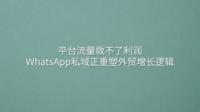 平台流量救不了利润？WhatsApp私域正重塑外贸增长逻辑