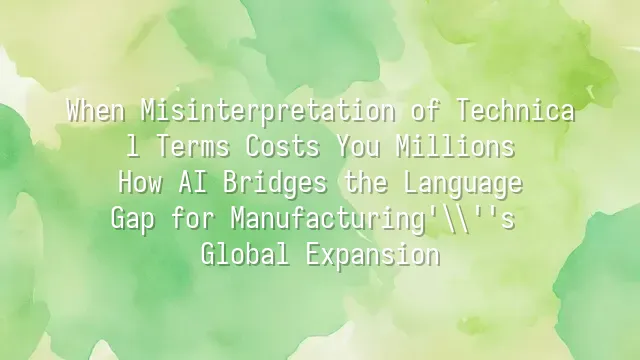 When Misinterpretation of Technical Terms Costs You Millions: How AI Bridges the Language Gap for Manufacturing's Global Expansion