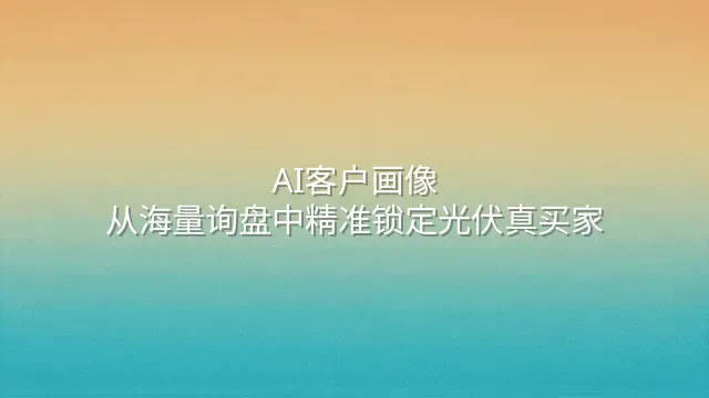 AI客户画像：从海量询盘中精准锁定光伏真买家