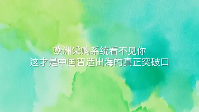 欧洲采购系统看不见你？这才是中国智造出海的真正突破口