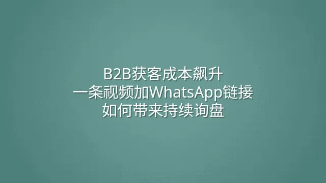 B2B获客成本飙升？一条视频加WhatsApp链接如何带来持续询盘