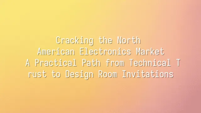 Cracking the North American Electronics Market: A Practical Path from Technical Trust to Design Room Invitations