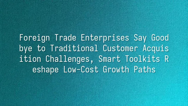 Foreign Trade Enterprises Say Goodbye to Traditional Customer Acquisition Challenges, Smart Toolkits Reshape Low-Cost Growth Paths