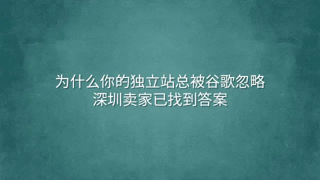 为什么你的独立站总被谷歌忽略？深圳卖家已找到答案