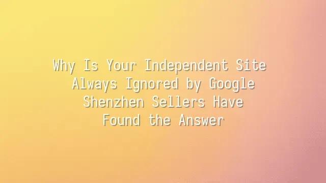 Why Is Your Independent Site Always Ignored by Google? Shenzhen Sellers Have Found the Answer