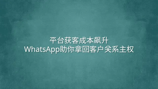 平台获客成本飙升？WhatsApp助你拿回客户关系主权