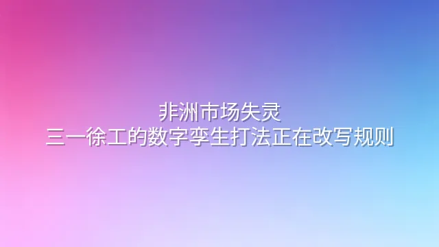 非洲市场失灵？三一徐工的数字孪生打法正在改写规则