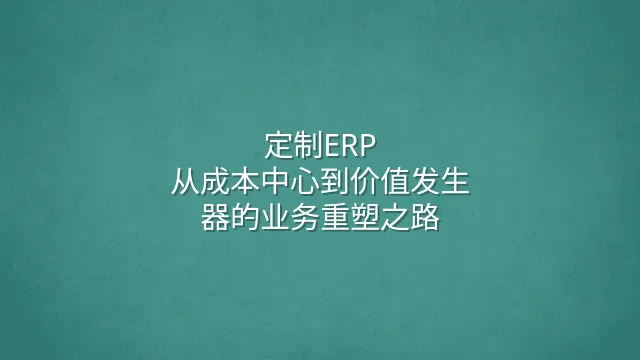 定制ERP：从成本中心到价值发生器的业务重塑之路