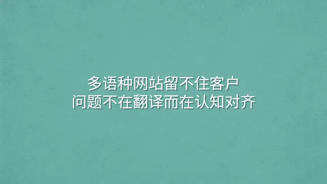 多语种网站留不住客户？问题不在翻译而在认知对齐