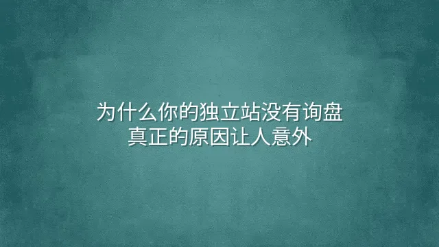 为什么你的独立站没有询盘？真正的原因让人意外