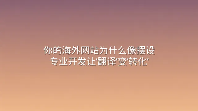 你的海外网站为什么像摆设？专业开发让‘翻译’变‘转化’