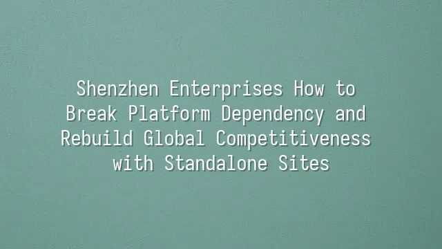Shenzhen Enterprises How to Break Platform Dependency and Rebuild Global Competitiveness with Standalone Sites