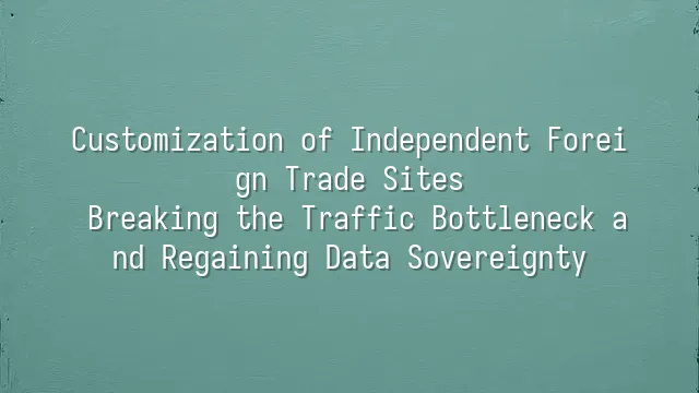 Customization of Independent Foreign Trade Sites: Breaking the Traffic Bottleneck and Regaining Data Sovereignty