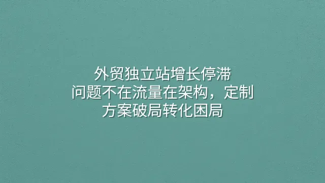 外贸独立站增长停滞？问题不在流量在架构，定制方案破局转化困局