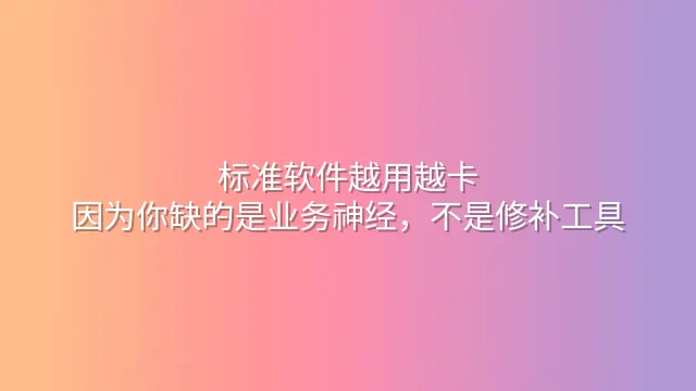 标准软件越用越卡？因为你缺的是业务神经，不是修补工具