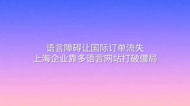语言障碍让国际订单流失？上海企业靠多语言网站打破僵局