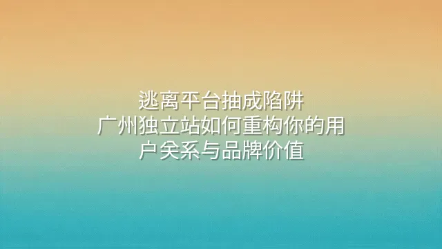 逃离平台抽成陷阱：广州独立站如何重构你的用户关系与品牌价值