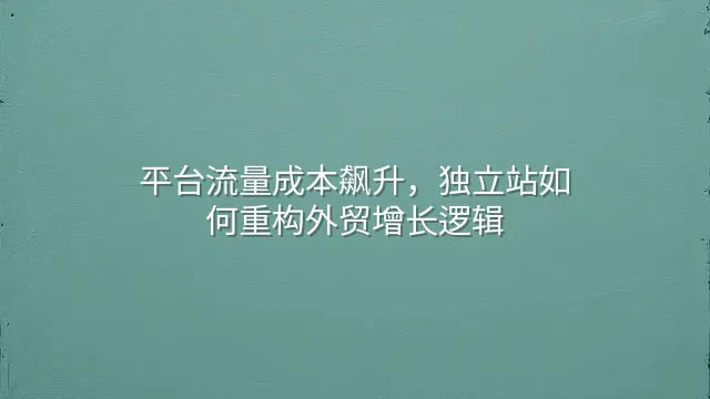平台流量成本飙升，独立站如何重构外贸增长逻辑？