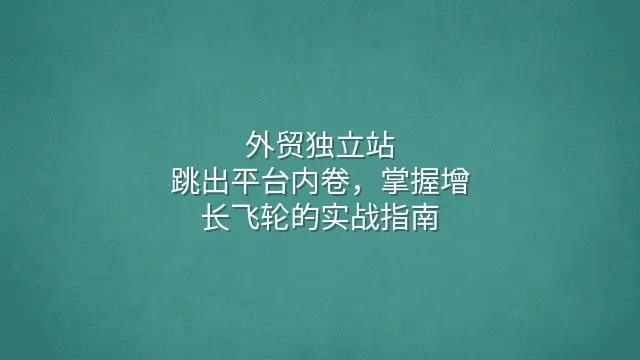 外贸独立站：跳出平台内卷，掌握增长飞轮的实战指南