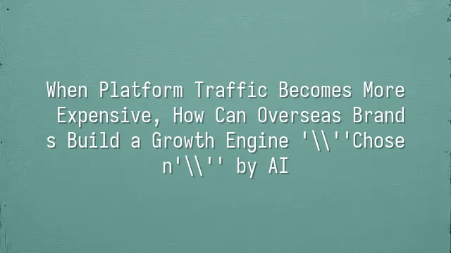 When Platform Traffic Becomes More Expensive, How Can Overseas Brands Build a Growth Engine 'Chosen' by AI?