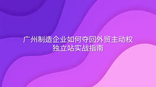 广州制造企业如何夺回外贸主动权？独立站实战指南