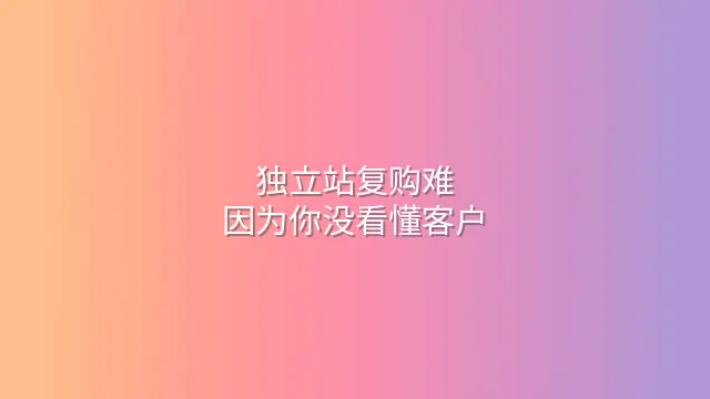 独立站复购难？因为你没看懂客户
