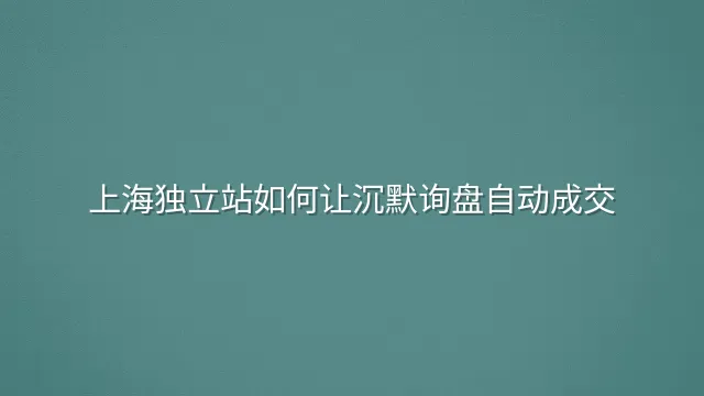 上海独立站如何让沉默询盘自动成交