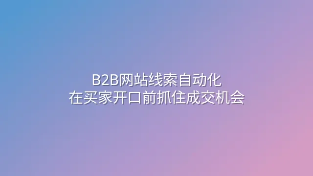 B2B网站线索自动化：在买家开口前抓住成交机会