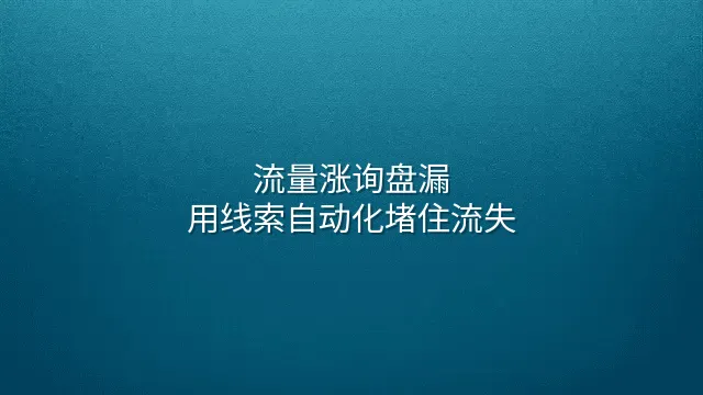 流量涨询盘漏？用线索自动化堵住流失