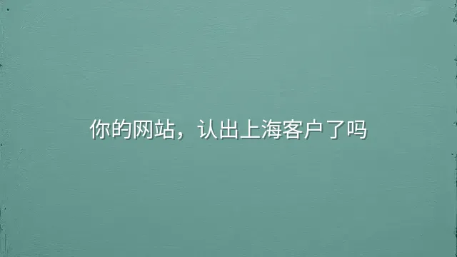 你的网站，认出上海客户了吗？